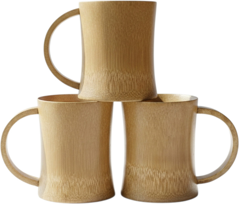 HakSap Pack of 3 Bamboo Handcrafted Bamboo Tea Cups set | Coffee Mug/Cups | Bamboo Chai Cups(Brown, Cup Set)
