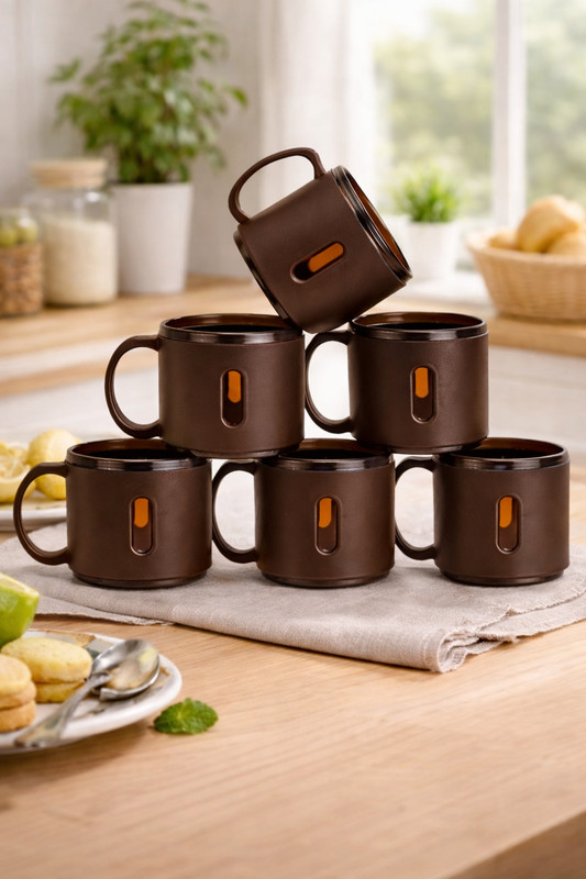 BELLERBIRD COFFEE-6 Plastic Coffee Mug(150 ml, Pack of 6)