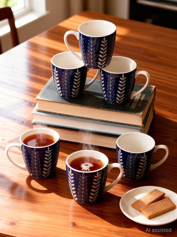 UPC Pack of 6 Ceramic Premium Cup Set, Tea Cup Set, Tea Set Or Coffee Cup For kitchen.(White, Cup Set)