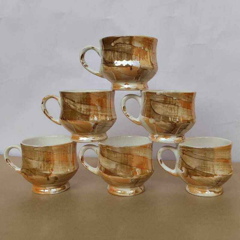 RAGHAV EMPORIUM Pack of 6 Ceramic MOP Design Tea Coffee set for Home Office(Multicolor, Cup)
