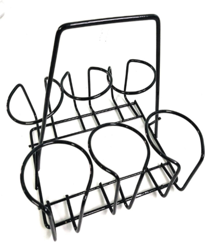 90 Degree Pack of 1 Steel Cutting Tea Glass Stand Holder with Handle for Delivery Chai Tapri Tea Stand(Black, Cup Set)