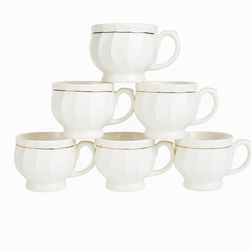 SUPREMECUTLERY Pack of 6 Ceramic SUPREME CUTLERY Premium white Tea Cups(White, Cup)
