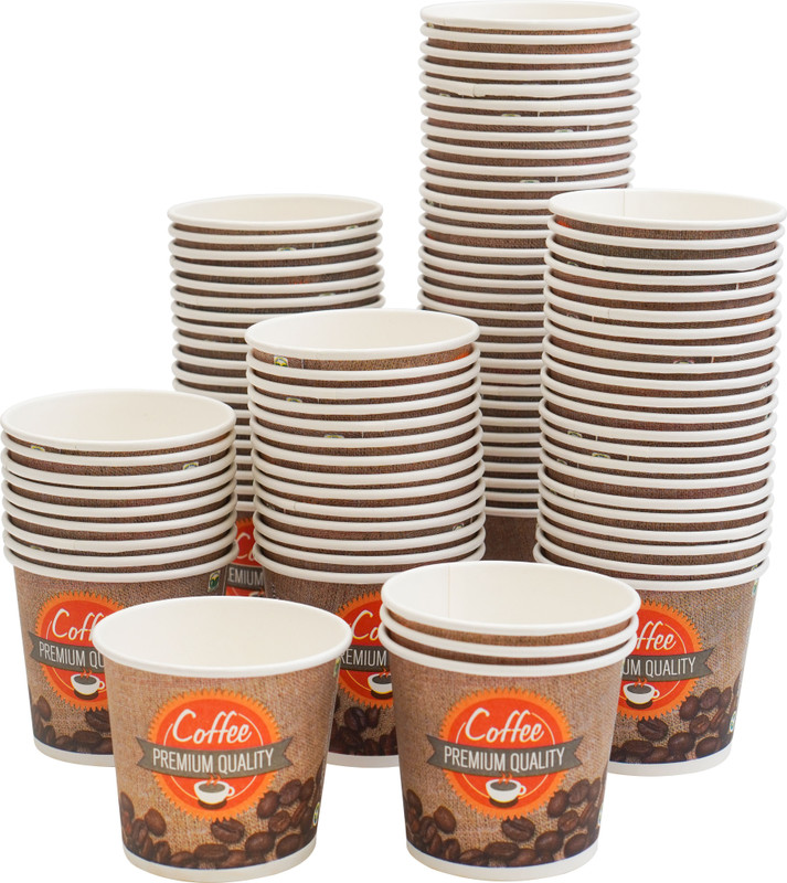 Paricott Pack of 50 Paper 150ml Cups | Coffee Printed Disposable Tea/Coffee Cups 50Pcs(Multicolor, Cup Set)