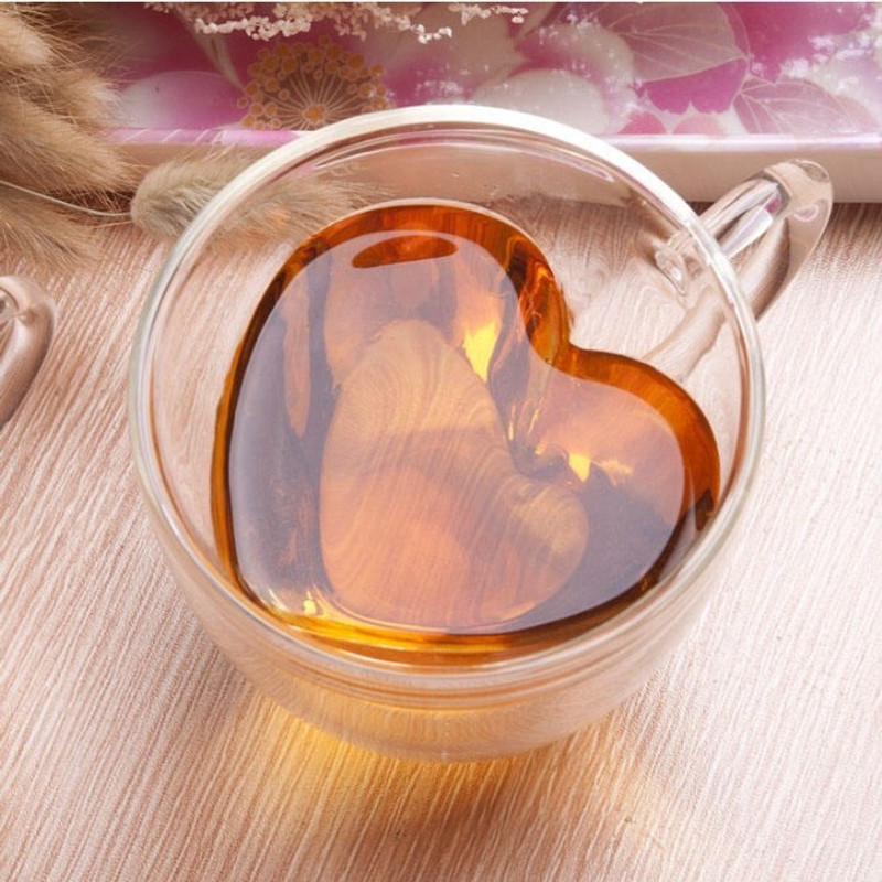 HOMORYX DW GLASS HEART 170ML 1PCS Glass Coffee Mug(170 ml)