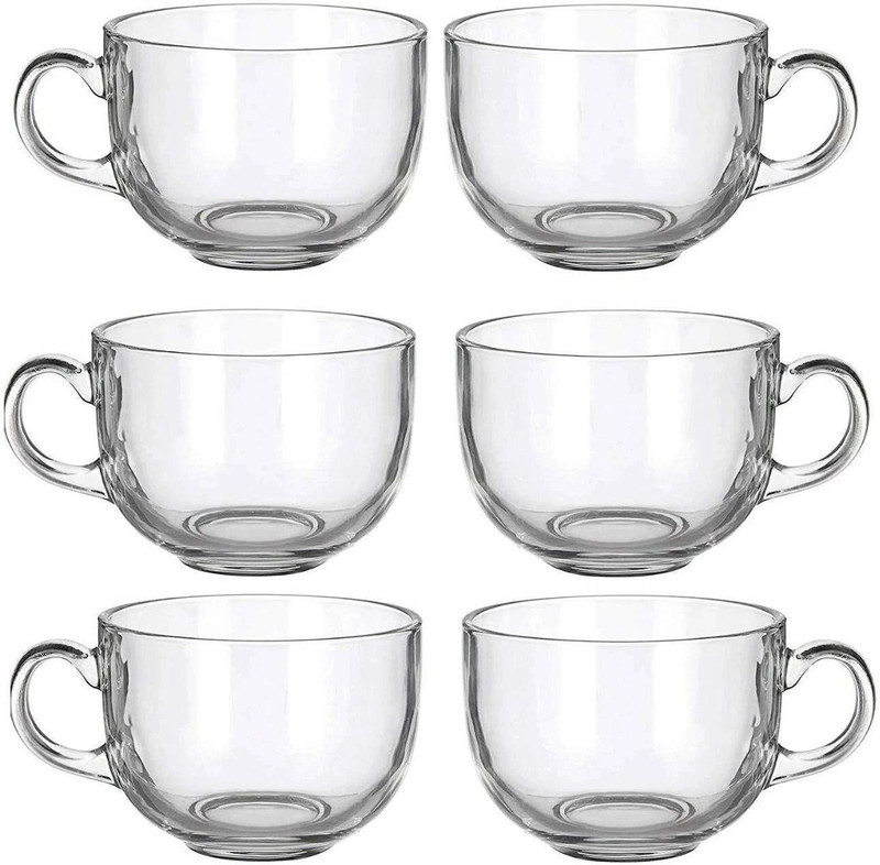 V Bright Pack of 6 Glass Glass cup set for Tea, Coffee, Beer, Hot/Cold Drinks(Clear, Cup Set)