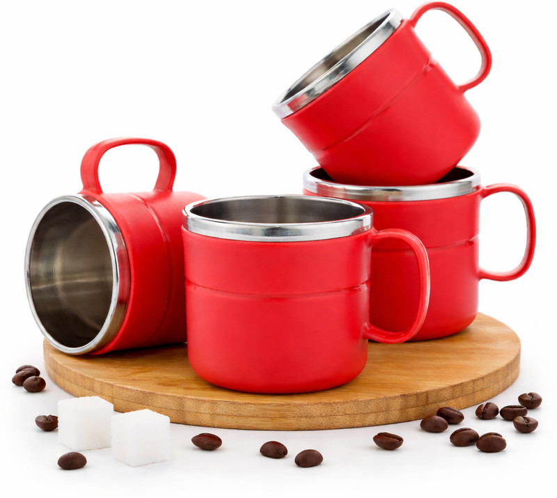Flipkart SmartBuy Pack of 12 Plastic, Stainless Steel Tea Cups Set / Tea Mug / Tea Cups / Cups / Mugs / Set(Brown, Cup Set)