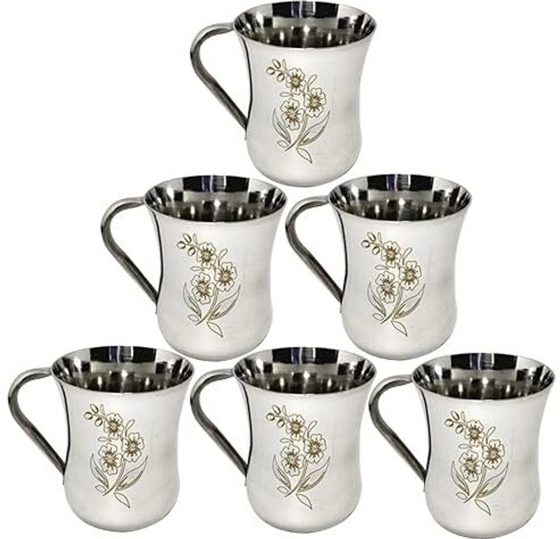 jai shri sons Pack of 6 Stainless Steel(Silver, Cup Set)