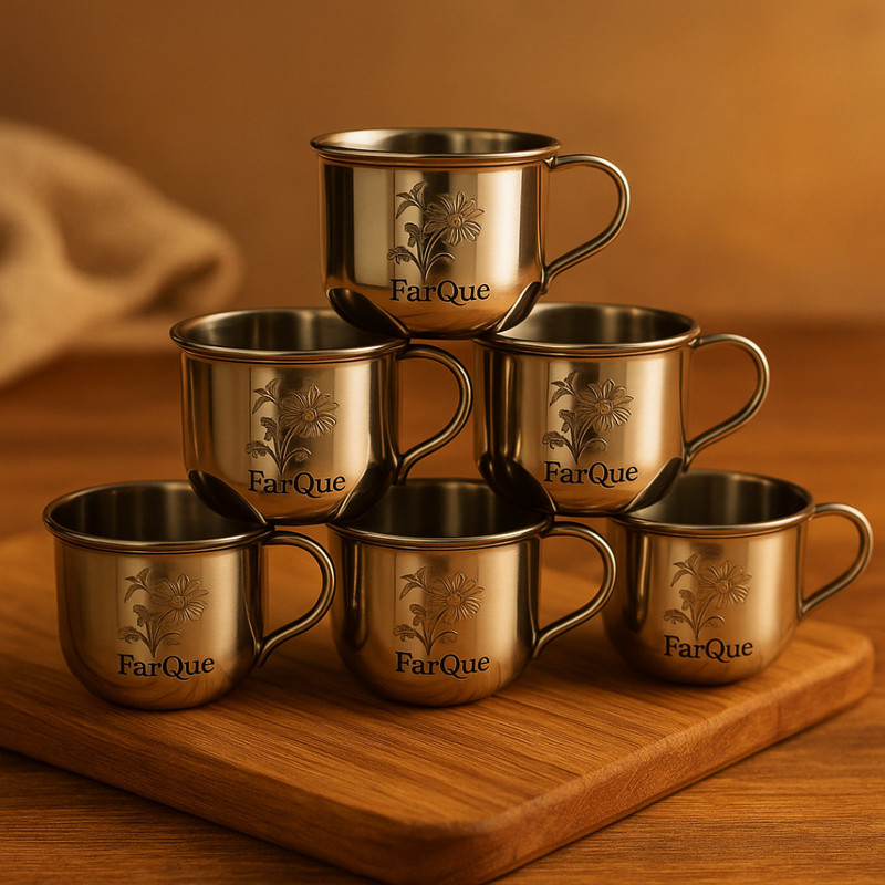 FarQue Pack of 6 Stainless Steel Best for daily use(Silver, Cup Set)