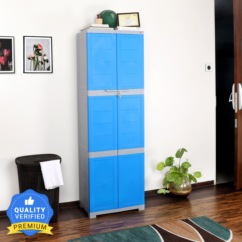 Cello Storage Cupboard Plastic Cupboard(Finish Color - Grey & Blue, DIY(Do-It-Yourself))