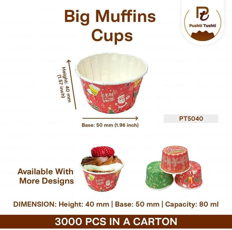 PUSHTI TUSHTI BIG LIDING CUPS Cavities Green, Red Cupcake Inserts(Pack of 100)