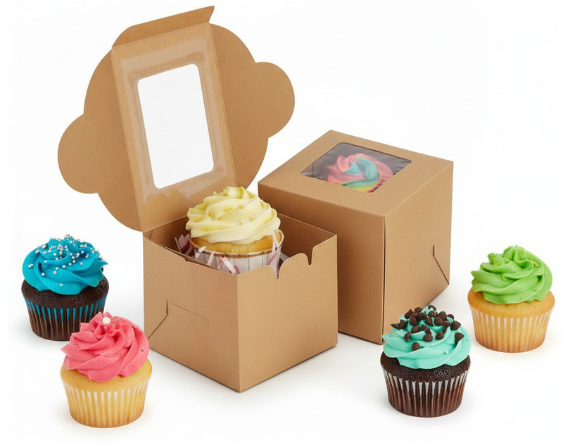 Khaana Packaging 1 cup cake Cavities Brown Cupcake Inserts(Pack of 1)