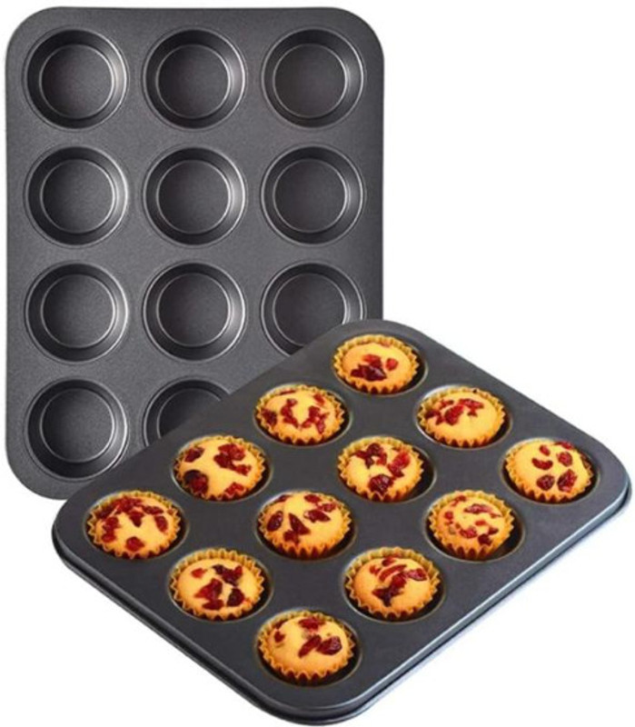 muffin Pan Cupcake Maker(Black, Non-stick Coating)
