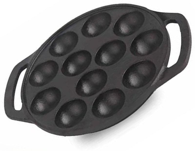 BERG Pre-Seasoned Cast Iron Paniyaram Pan, 12Pit Appe/Paddu Maker Cupcake Maker(Black)