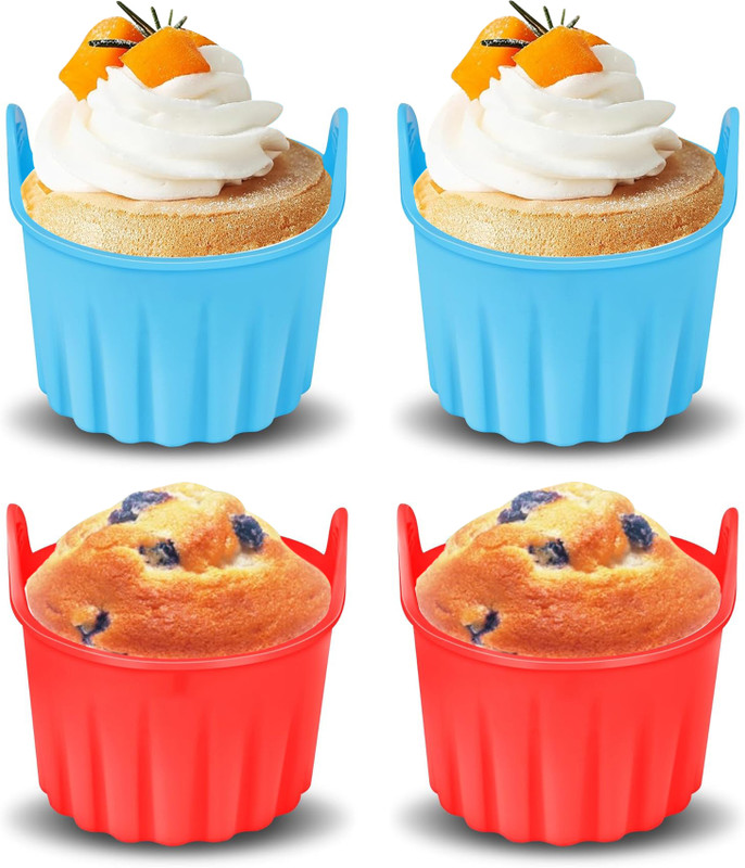 Egab Air Fryer Baking Silicone Mould Cups Set for Eggs, Muffins, Cupcakes, Custards Cupcake Maker(Multicolor, Non-stick Coating)