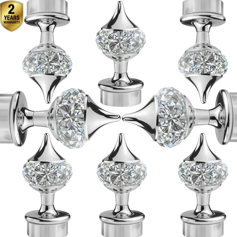 Ghazian Silver Curtain Knobs, Rod Rail Bracket Metal(Pack of 8)