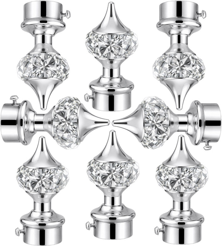 Ghazian Silver Curtain Knobs, Rod Rail Bracket Metal(Pack of 8)