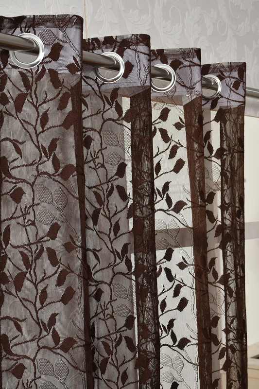Arick Home 182 cm (6 ft) Shower Net Semi Transparent Curtain (Pack Of 2)(Coffee, Floral)