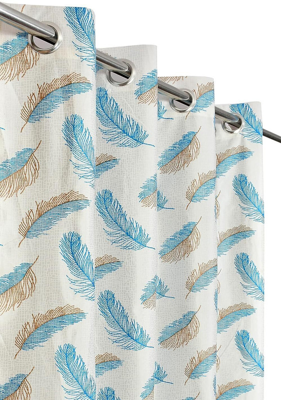 Kraftiq Homes 152 cm (5 ft) Window Polyester Semi Transparent Curtain Single Curtain(Aqua Blue, Floral)