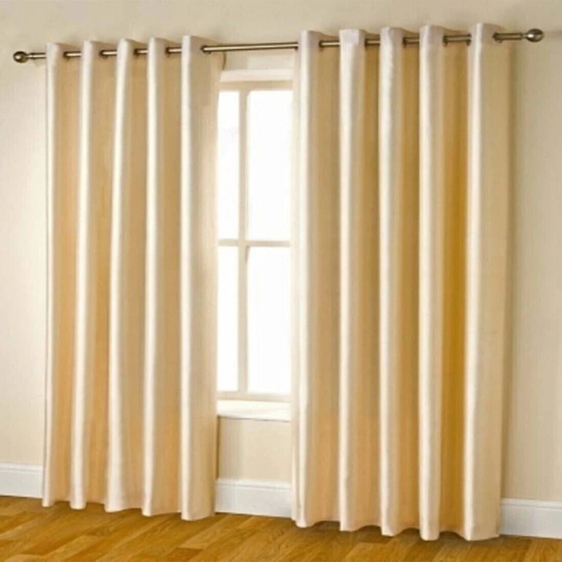 India Furnish 153.1 cm (5 ft) Window Polyester Room Darkening Curtain (Pack Of 2)(Cream, Plain, Solid)
