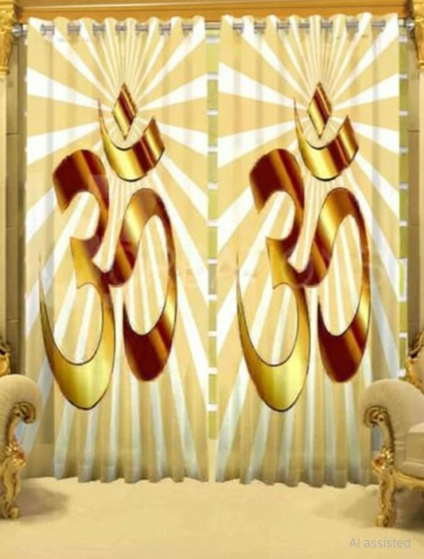 BANAVY 154 cm (5 ft) Window Polyester Room Darkening Curtain Single Curtain(Beige, 3D Printed)