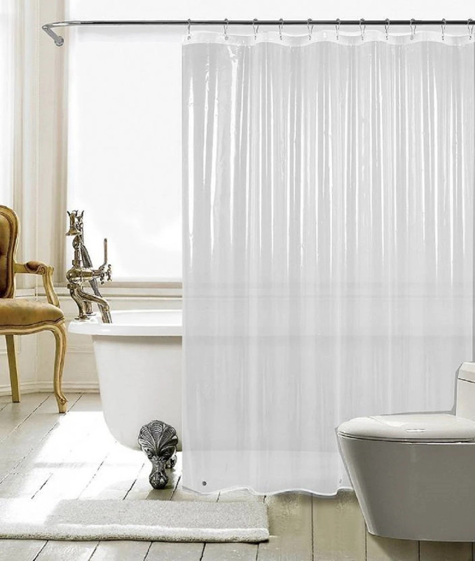 SHAVIN 252 cm (8 ft) Shower PVC Transparent Curtain Single Curtain(TRANSPARENT, Solid)
