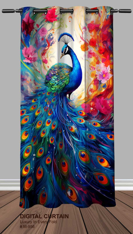 JDPRI 152 cm (5 ft) Window Polyester Room Darkening Curtain Single Curtain(Multicolor, Animal, Floral, Printed)