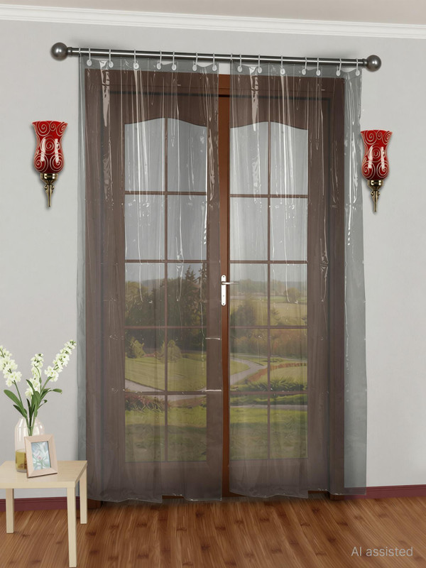 RPS Creations 213.36 cm (7 ft) Door PVC Transparent Curtain Single Curtain(Transparent, Plain)