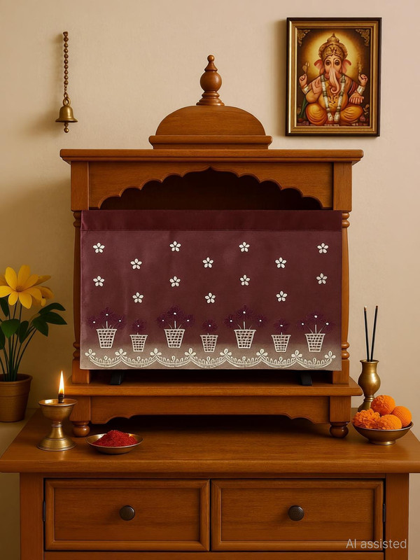 ANSHMJIMN 39 cm (1 ft) Window Polyester Blackout Curtain Single Curtain(Multicolor, Embroidered)