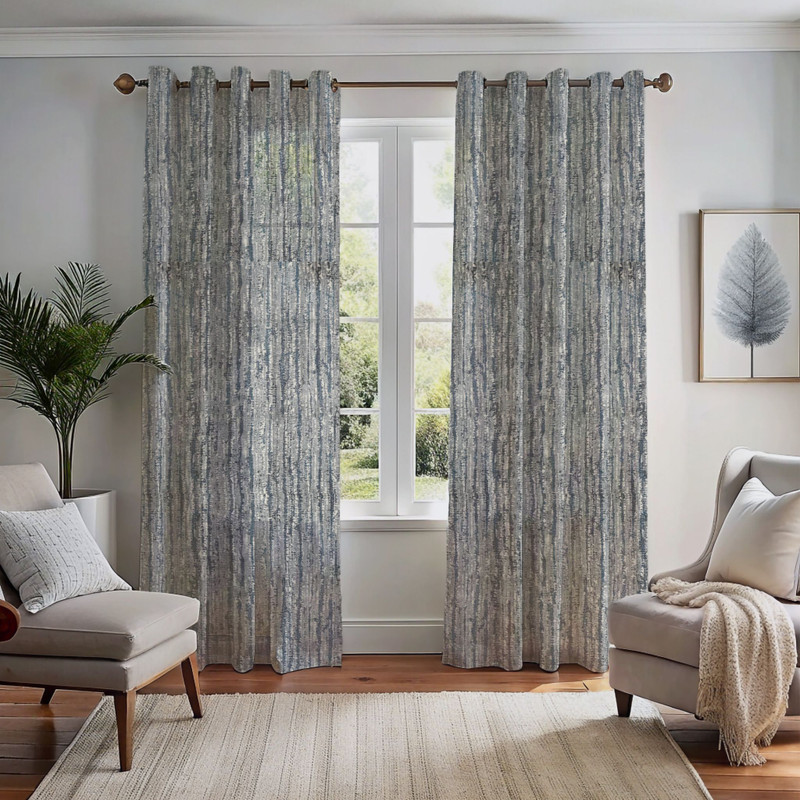Kanodia Poly Fab 213 cm (7 ft) Door Polyester Room Darkening Curtain (Pack Of 2)(Dark Grey, Printed)