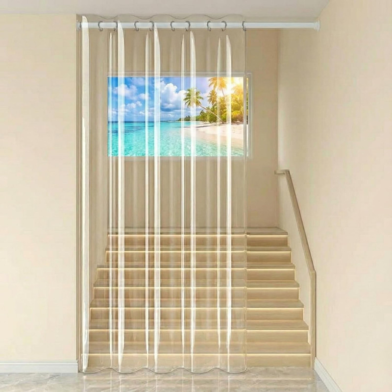 Jainco Decor 214 cm (7 ft) Door PVC Transparent Curtain Single Curtain(7 feet Transparent Plastic Curtain 0.15mm, Transparent, Plain)