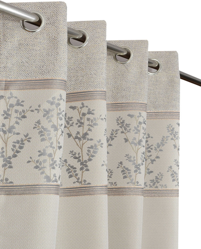 Kraftiq Homes 214 cm (7 ft) Door Jacquard Room Darkening Curtain Single Curtain(Grey, Embroidered)