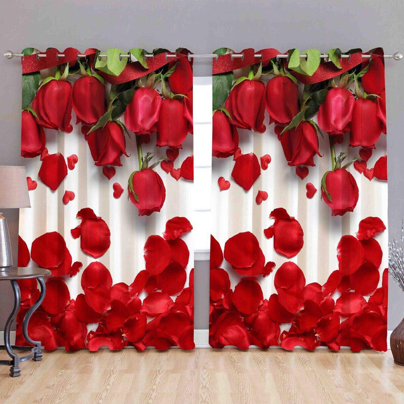 ARTSY HOME 214 cm (7 ft) Door Polyester Room Darkening Curtain (Pack Of 2)(Rose Red, Floral, Printed)