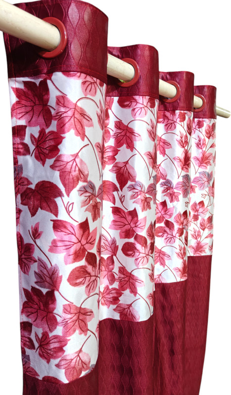 SV HOSIARY 200 cm (7 ft) Door Polyester Room Darkening Curtain Single Curtain(Maroon, Floral)