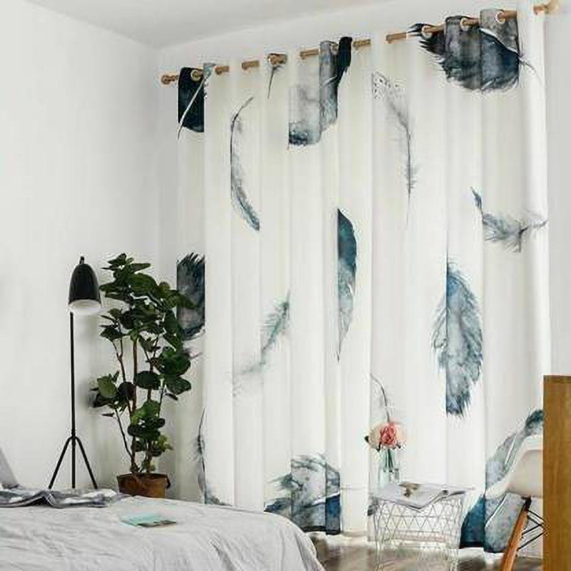 BELLA TRUE 212 cm (7 ft) Door Polyester Semi Transparent Curtain (Pack Of 2)(White, Printed)