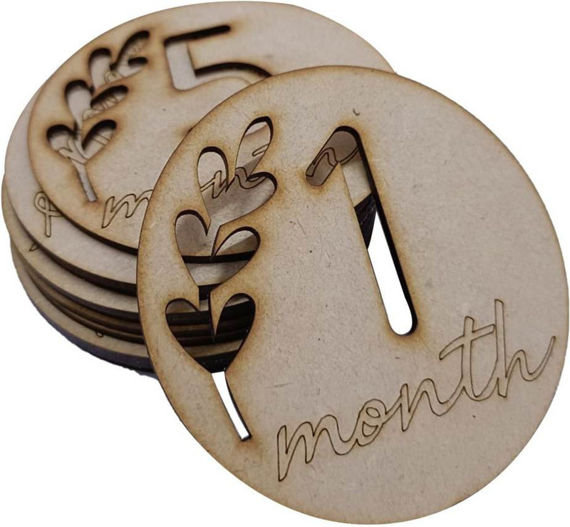 Haoser Haoser Wooden Monthly Milestone Discs for Baby Photos/Baby Milestone Wooden Cut-outs(12)