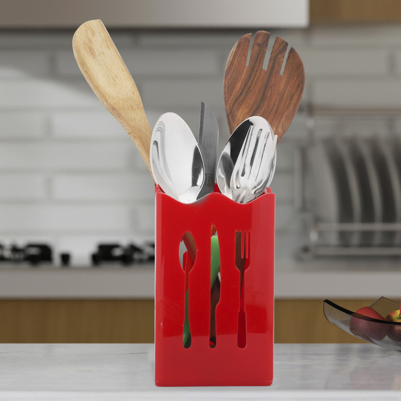 Upsilon Empty Cutlery Holder Case(Black  Holds 25 Pieces)