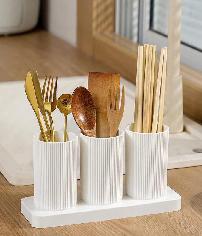 DXDT Plastic 3 tumbler storage basket for Spoon,Knife,Fork,Chopsticks/Dining Table organiser Storage Basket(Pack of 1)