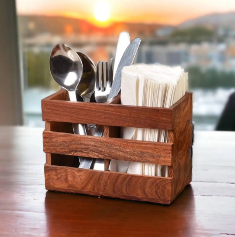 Unique Arts Shoppee Empty Cutlery Holder Case(brown Holds 15 Pieces)