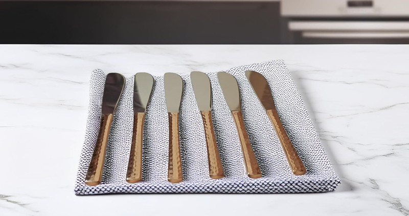 PTAL NAFGRI Handmade Steel Copper Knifes - Cutting, Butter Spreader - Home, Hotel Steel, Copper Butter Spreader Set(Pack of 6)