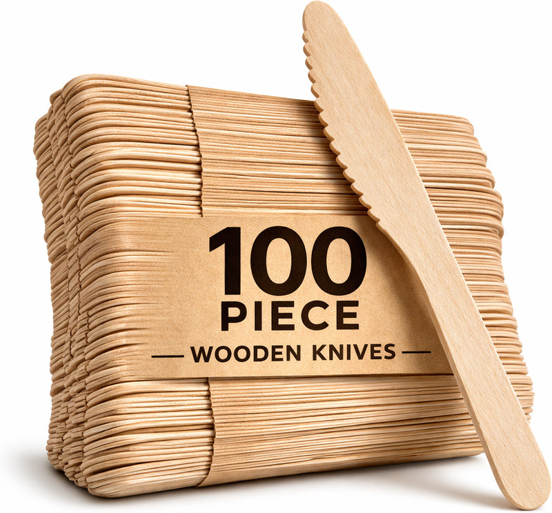 Mahadev Traders Wooden Disposable Knife 160mm Wooden Table Knife Set(Pack of 100)