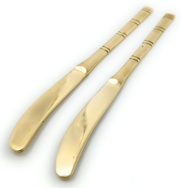 Indianelements5 Brass Butter Spreader Set Pack of 2 Premium Golden Finish Multipurpose Knife Set Brass Butter Spreader Set(Pack of 2)