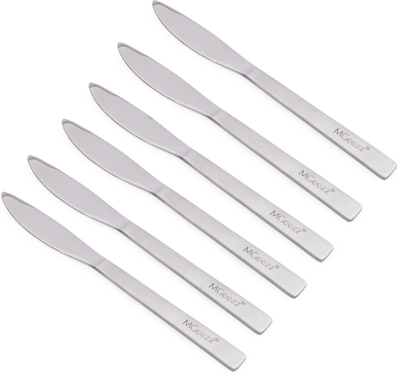 MGeezz Stainless Steel Kitchen Butter Spreader Knife Set 6 Piece Set Round Edge Knives Stainless Steel Fruit Knife, Fish Knife, Butter Spreader, Bread Knife, Table Knife, Dessert Knife Set(Pack of 6)
