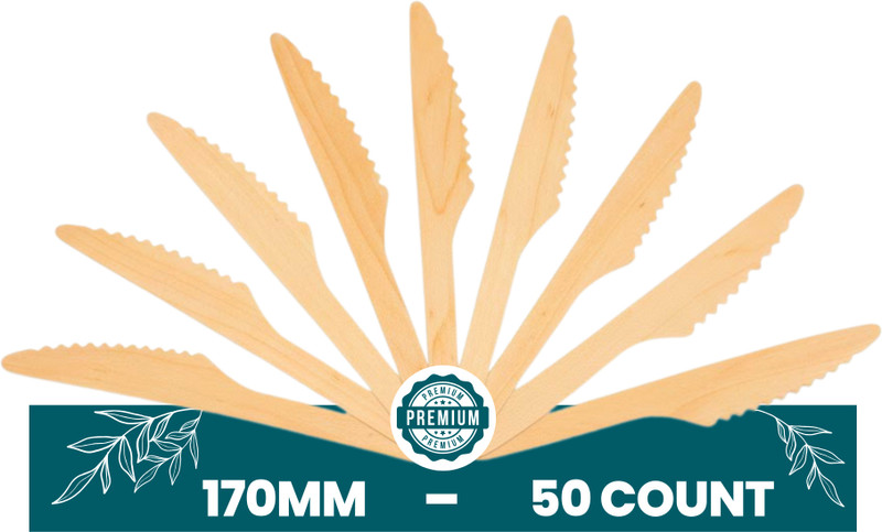 ZD Reatails 170mm- Count 50 Wooden Table Knife Set(Pack of 50)