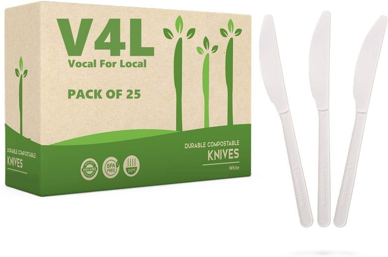 V4L Bamboo Butter Spreader, Dessert Knife, Cheese Knife Set(Pack of 25)