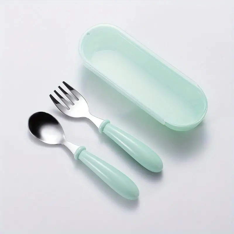 MAAGHI Stylish Portable Cutlery Set with Case - Fork and Spoon ( Blue ) Stainless Steel Cutlery Set(Pack of 1)