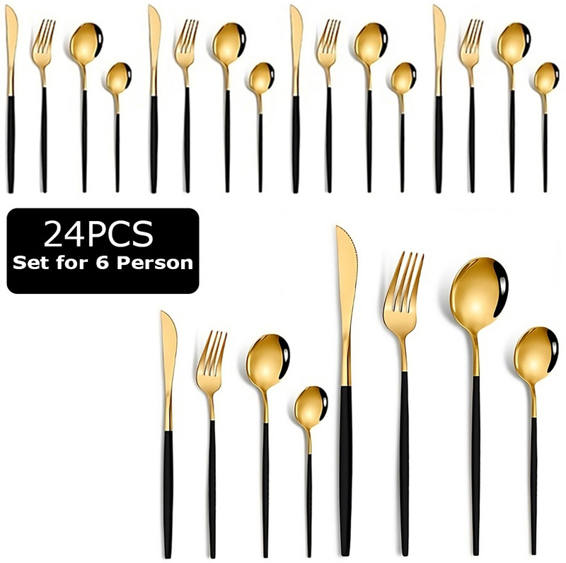 BONZEAL 4 Pieces Stainless Steel Premium Gold Cutlery Set Stainless Steel Cutlery Set(Pack of 1)