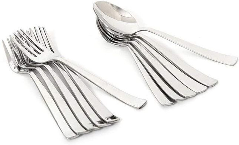 YUMWARE Spoon & Fork for Tea,Coffee,Sugar, Spices - Set of 12 (6 Spoons, 6 Forks) Stainless Steel Cutlery Set(Pack of 12)