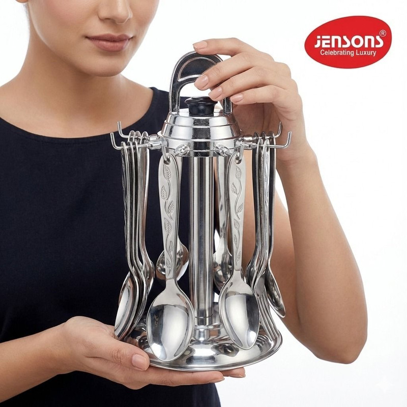 Jensons 25 Pcs Designer Stainless Steel Cutlery Set Stainless Steel, Plastic Cutlery Set Stainless Steel, Plastic Cutlery Set(Pack of 25)