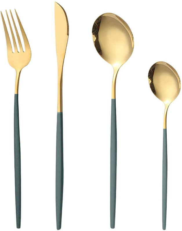 Spatlus Enterprise LLP Stainless Steel Colour Handle Cutlery With Polish Unusual Flatware Set (Green) Stainless Steel Cutlery Set(Pack of 4)