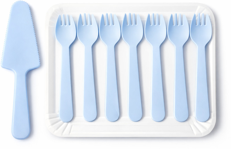 KRIVIDH 1 Cake Knife Server with 10 Plastic Forks and 10 Plastic Plates Disposable Plastic Cutlery Set(Pack of 1)
